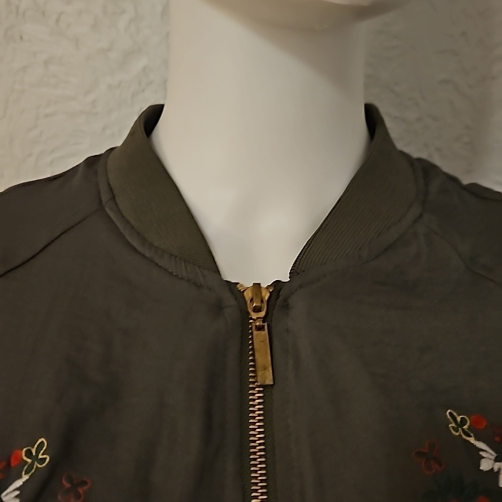 VTG JANINA Olive Embroidered Phoenix Bird Blouson Bomber Festival Jacket - Picture 5 of 8
